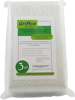 1 Oz. Chopped Strand Fiberglass Mat (Lightweight) - 3 Yards X 50" Wide for Hand Layup Vacuum Bagging or molding with Polyester or Vinyl Ester resins