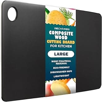 Dishwasher Safe Cutting Board for Kitchen - Large Composite Wood Chopping Board, Thin & Lightweight, Heat Resistant, BPA-Free, Eco-Friendly Cutting Board for Meal Prep, 14.5 x 11.25 Inch (Slate Black)