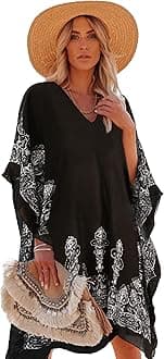Moss Rose Women's Swimsuit Cover up Beach Kaftan for Bathing Suit with Floral Pattern