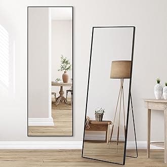Americanflat 21x58 Full Length Mirror with Stand - Standing Mirrors with Durable Frame - Modern Mirror for Bathroom, Bedroom, Living Room - Mirrors for Wall Display and Home Decor - Black