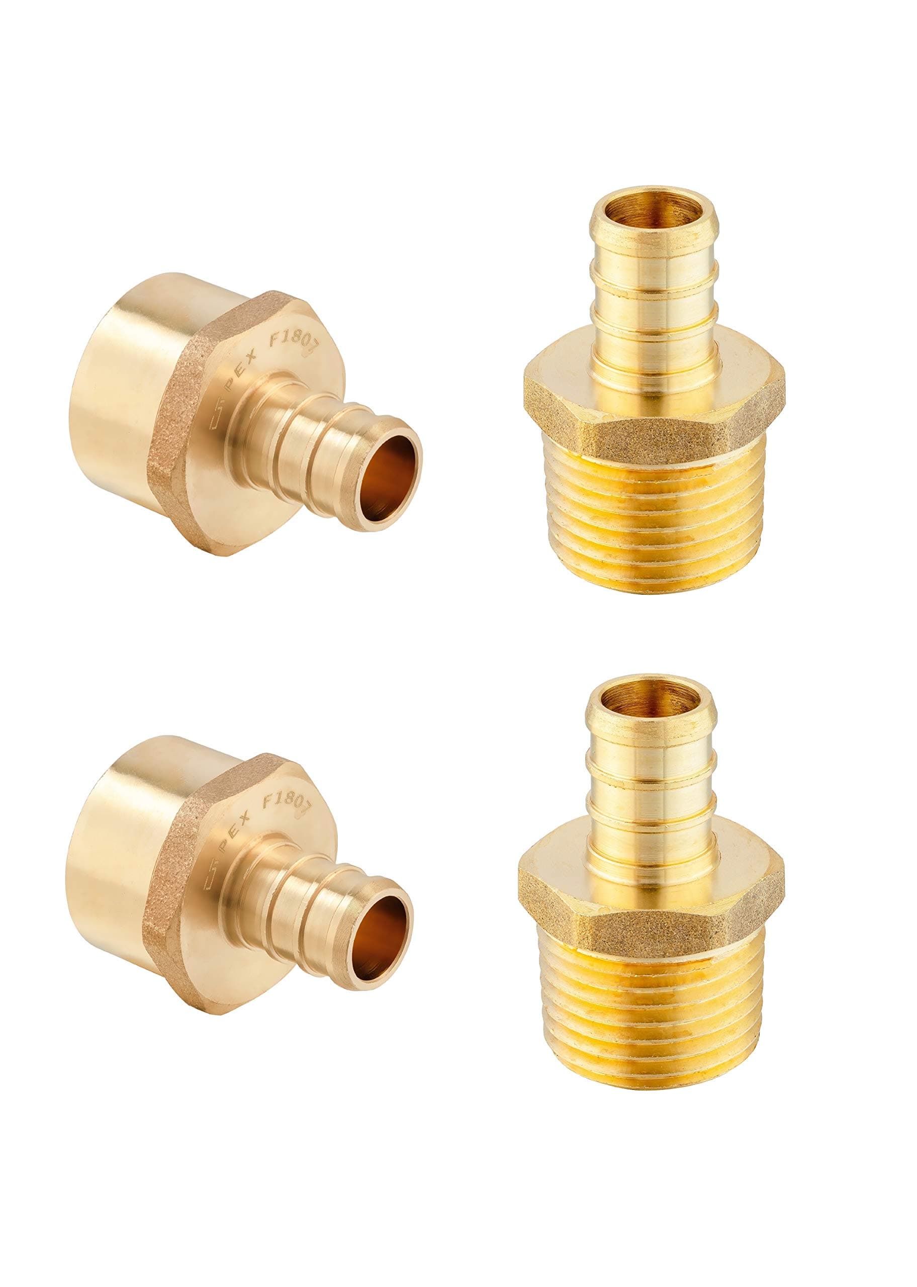 EFIELD Pex 3/4 Inch x 3/4 Inch NPT Male/Female (2 Pieces/Each) Adapter Brass Crimp Fitting(Pack of 4)