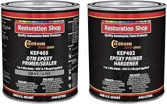 Custom Shop - Gray Epoxy Primer/Sealer 2.1 VOC (1/2 Gallon Kit) Anti-Corrosive DTM High-Performance for Automotive and Industrial use Kit = 1 Qt. Epoxy Primer +1 Qt. Hardener (1-1 Mix)