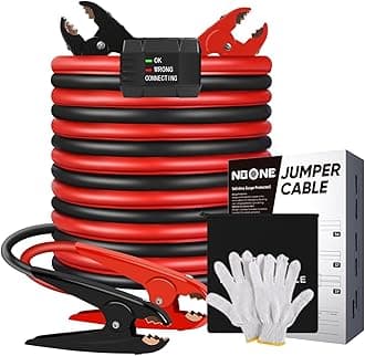 NOONE 2 Gauge 20FT Heavy Duty Jumper Cables for Car Battery, 800A Automotive Booster Cables with Reverse Polarity Protection for SUVs & Trucks, Includes Bag, Gloves