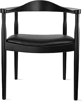2xhome Solid Wood Farmhouse Dining Chairs with PU Leather Cushion Seat Kennedy Presidential Modern Accent Armchair for Kitchen Dining Room or Office, Black