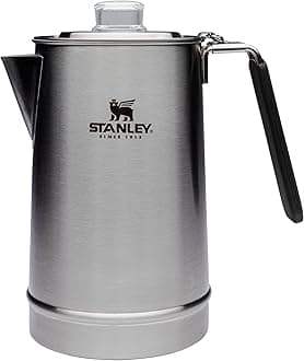 Stanley Hold Tight Percolator Coffee Pot 1.1 qt | Stainless Steel 6 Cup Coffee Maker | Stove Top or Open Fire | Backpacking, Camping, Hiking Cookware | BPA-Free | Stainless Steel