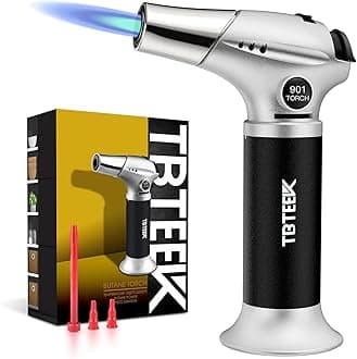 Butane Torch, Kitchen Torch Cooking Torch with Safety Lock & Adjustable Flame for Cooking, BBQ, Baking, Brulee, Creme, DIY Soldering(Butane Not Included)