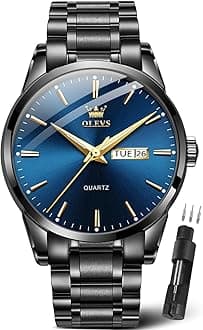 Classic Men Watches with Date,Stainless Steel Man Watch with Date, Bussiness Watches for Men,Luminous Quartz Mens Watches Black/White/Blue/Gold, Waterproof Male Watch with Week