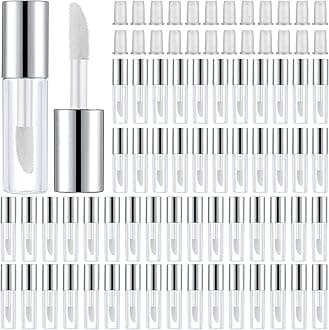 100 Pieces 1.2 ml Clear Mini Lip Gloss Tube Refillable Empty Lip Balm Gloss Containers Bottles Transparent Mini Lipstick Containers for Women Girls DIY Makeup (Silver), Silver, 100 Count (Pack of 1)