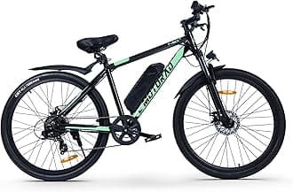 EMotorad T-Rex+ Unisex Electric Bicycle 26" Wheel Size 17" Sturdy Aluminium Alloy 6061 Frame 250W BLDC Motor Front Suspension 7 Speed Shimano Gears Dual Disc Brakes Mountain Bicycle