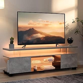 Grey TV Stand, LED TV Stand Modern Entertainment Center for Living Room LED Console Table for TV LED TV Cabinet for 65 inch TV