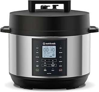 Nutricook Smart Pot 2 Plus 1500 Watts - 9 Appliances in 1, Pressure Cooker, Slow Cooker, Rice Cooker, Steamer, Sauté Pot, Yogurt Maker, Soup Maker, Cake Maker, Food Warmer, 9.5L, Brushed SS/Black