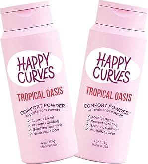 Comfort Powder: Talc Free Anti Chafe Body & Foot Dusting Powder Deodorant to Control Inner Thigh Chafing, Private Areas, and All Over Body for Women (4 Ounce (Pack of 2), Tropical Oasis)