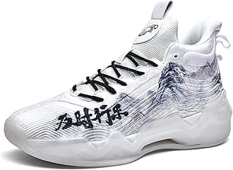 Men's High-Top Basketball Shoes Anti-Slip and Wear-Resistant Soles Running Shoes Graffiti Design Fashionable Sports Shoes