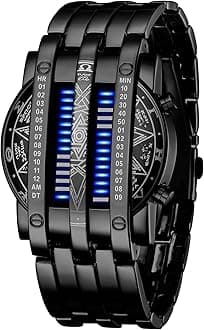 Men's Lava Stainless Steel Lava RED LED Digital Bracelet Watch
