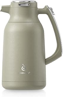 IDEUS 68 oz Stainless Steel Thermal Coffee Carafe, Double Wall Insulated Vacuum Flask, Water Coffee and Beverage Dispenser, 12 Hour Heat 24 Hour Cold Retention, Mars Celadon