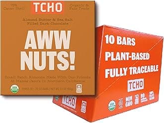 TCHO Aww Nuts! 75% Dark Chocolate Bars (10 pack) | Plant Based, Organic & Fair Trade | Non GMO, Non-Dairy, Vegan Chocolate, Soy Free (2.1oz each)