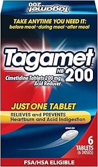 Tagamet HB 200 mg Cimetidine Acid Reducer and Heartburn Relief, Relieves and Prevents Indigestion, 6 Count