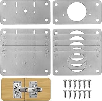 TamBee Cabinet Hinge Repair Plate Kit, Stainless Steel Fixing Plates for Cupboard Door Replacement Rust Resistant Easy to Install, 12 Pcs