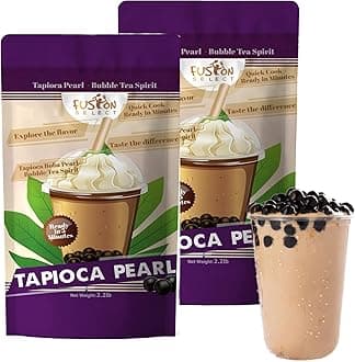 Fusion Select Tapioca Pearl - Brown Sugar Flavor Quick Cook Tapioca, DIY Boba for Boba Tea Ready in 5 Minutes, Boba pearls, Bubble Tea Pearl s, Milk Tea Toppings (2.2LB x 2PK)