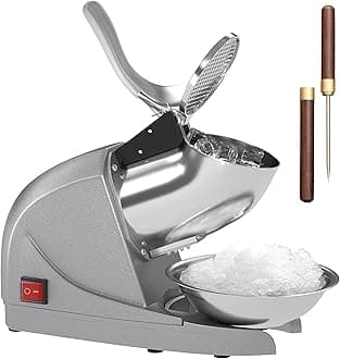 Shaved Ice Machine, Electric 3 Blade Snow Cone Machines, 380W Ice Crusher Machine, 286 lb/hr Ice Crusher, Ice Shaving Machine for Home and Commercial (Silver)