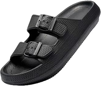 Dodow Womens Slide Sandals Adjustable Soft Cloud Comfort Slip On Flat Sandals