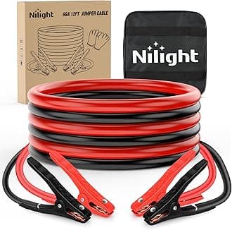 Nilight Jumper Cables for Car Battery 6 Gauge 12 FT Booster Cable Heavy Duty 450 A CCA with Carrying Bag Jump Start Emergency Kit Pickup Vans SUV Sedan Motorcycle