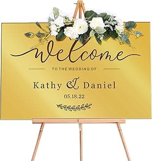 Welcome to Our Wedding Sign Personalised Wedding Entrance Sign Custom Welcome Weddings Signs Mirror Acrylic Guide Plaque Weddings Mirror Signs(Gold L Design 2)