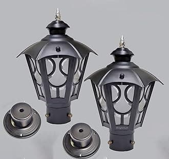 BrighLyt Gate Light with Socket for Installation, Gate Lamp for Outdoor Waterproof – Decorative Gate Light Lamp for Garden, Pathway & Entrance (Metal + Glass + 2 Socket) (Pack of 2)