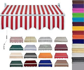 Retractable Patio Awning Replacement Fabric (Without Frame) Waterproof Shade Sun Shade Awning Cover Outdoor Patio Canopy Sunsetter Deck Awnings Polyester(D,(16x5ft) 5x1.5m)