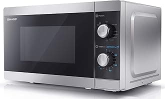 SharpYC-MG01U-S Compact 20 Litre 800W Manual control Microwave with 1000W Grill, 5 power levels, defrost function, LED cavity light - Silver
