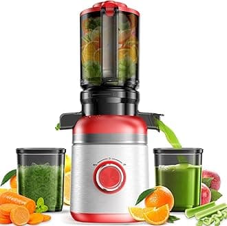 Cold Press Chewer Juicer Machines with Built-in Blades for Cutting Whole Fruits and Vegetables, Large 4.3 Inch Feed Duct, Quiet and Easy to Clean