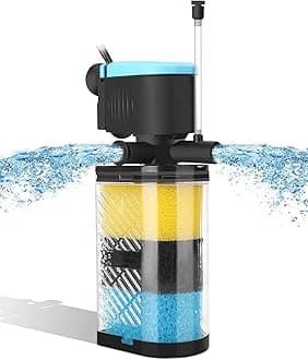 AquaMiracle Aquarium Filter 3-Stage in-Tank Filter Internal Fish Tank Filter Turtle Filter for 10-40 Gallon Fish Tanks with Dual Water Outlet & Aeration