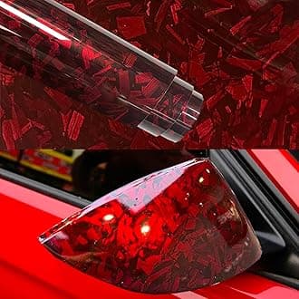 Red Forged Carbon Fiber Vinyl Wrap Self Adhesive Film, High Gloss Car Wrap Vinyl Roll Bubble Free with Air Release Technology, Perfect for DIY Cars Motorcycle Protection (Red High Gloss, 1ft x 5ft)