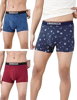 Deo-Cotton Printed Underwear for Men Combo Breathable Inner for Men Cotton Trunks for Men Pack No-Marks Waistband Mens Underwear Moisture Wicking Underwear Pack of 3