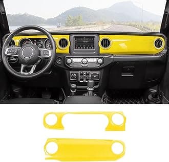 RT-TCZ Center Console Trim Cover Dashboard Control Panel Cover Decorative Interior Accessories for Jeep Wrangler JL JLU & Gladiator JT 2018-2022,Yellow