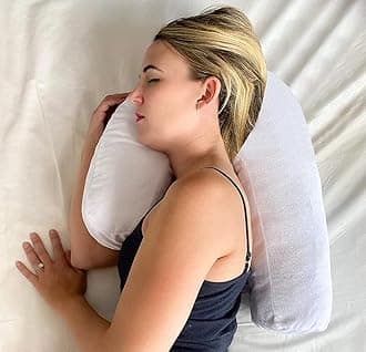 Side Sleeper Pillow with Ear Hole – Ergonomic J-Shaped Swan Pillow for Neck Support & Spine Alignment – Memory Foam Support for Pressure Relief – Perfect for Side Sleeping Adults – With Velvet Cover