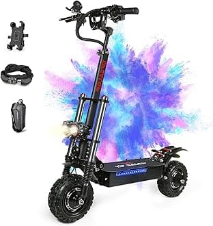 60V 38AH/27AH Electric Scooter Adult,6000W Dual Motors Max Speed 50MPH, Range 45-60 Miles Foldable Electric Scooter with Seat, Dual Suspension All Terrain E-Scooter