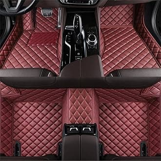 Custom car Floor mats Suitable for 98% car Truck SUV,car mats All Weather Personalized,Full Coverage Luxury Car Mats, Anti-Slip Leather Floor mats.Floor Liner Car Accessories (Wine red)