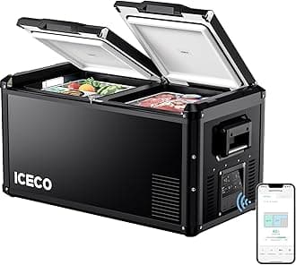- ICECO VL75 ProD Portable Refrigerator, Multi-directional Lid, Dual USB & DC 12/24V, AC 110-240V, 75L Dual Zone Steel Compact Refrigerator Powered by SECOP, 0℉ to 50℉, Home & Car Use [Upgrade]