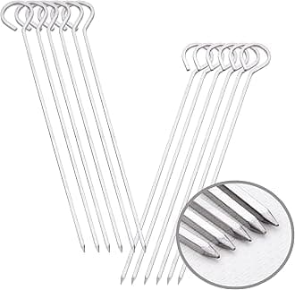 8 inch Barbecue Skewers Square Metal BBQ Sticks,HONSHEN 12Pack Stainless Steel Skewer,Kebob,kabob Sets for Grill Outings Cooking (BBQ Skewers Square 8inch-12p)