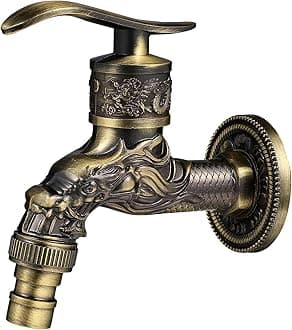 Brass Basin Taps Wall Mounted Water Faucet, Washing Machine Water Faucet Classic Tap Vintage Antique Sink Outdoor Garden Single Cold G 1/2 inch Connection Spigot