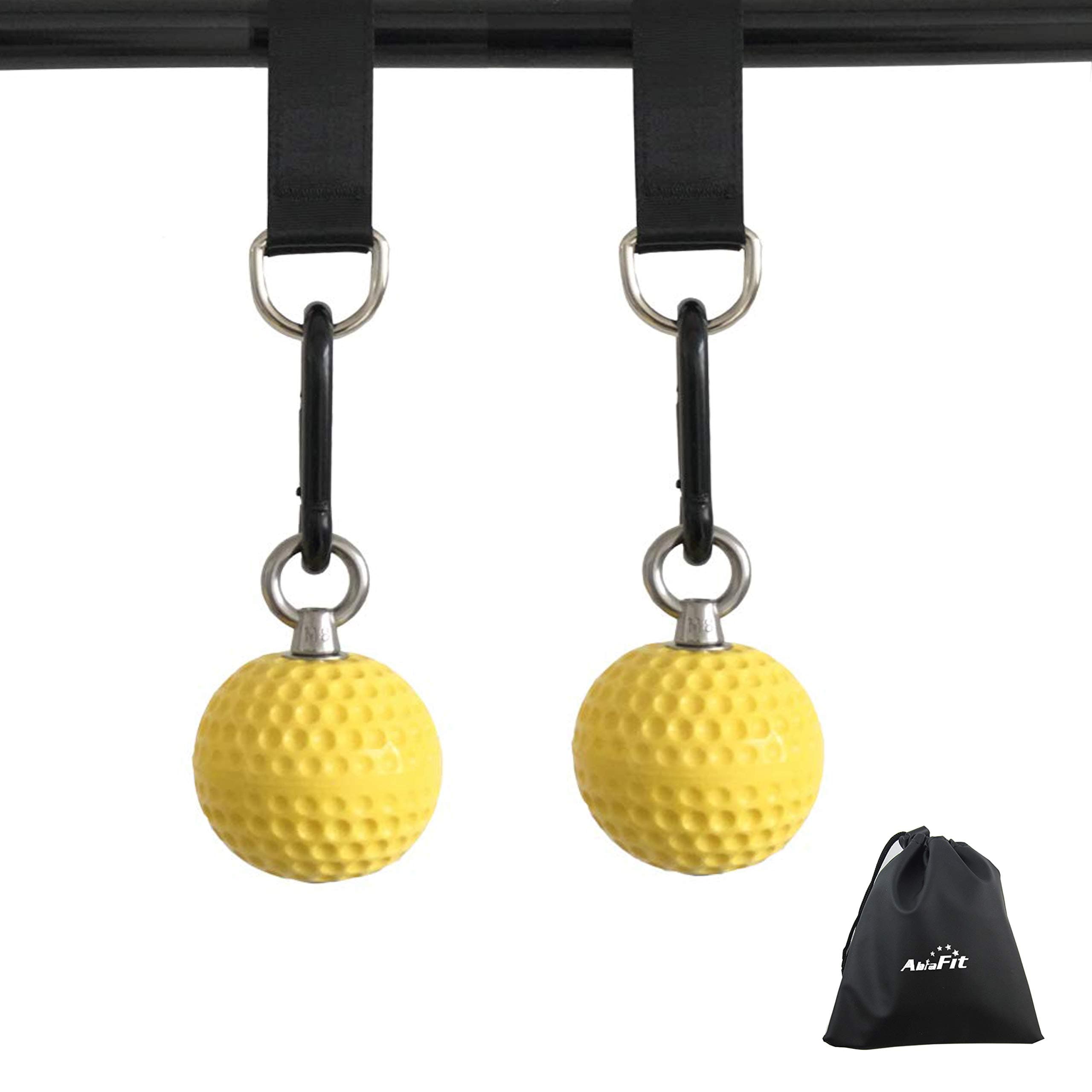 Climbing Pull Up Power Ball Hold Grips with Straps Hand Grip Strength Trainer Exerciser - Durable and Anti-Skid Design - Ideal for Bouldering Pull-up Fitness Workout - Free Carry Bag Included