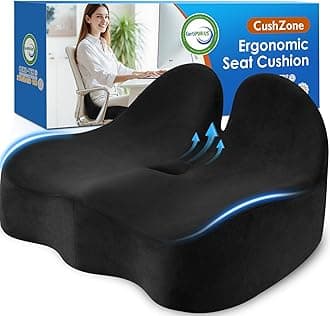 CushZone Seat Cushion, Ergonomic Memory Foam Seat Cushions for Office Chairs, Car, Long Trip, Desk Chair, Lab, Extra Large Size for Sciatica & Hip & Tailbone Pain Relief, Sciatica Support (Black)