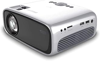 Projection Philips NeoPix Easy Mini Projector Professional Portable for Home / Business - 80 "1080p FHD LED Stereo Speakers 2600 lumens Total Connectivity HDMI USB MicroSD (20 years duration)