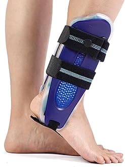 Velpeau Ankle Stabilizer Brace for Sprain, Ligament Injury (Grade 1 to 2), Tendonitis, Adjustable Stirrup Ankle Support Splint for Women and Men,Reversible Left & Right Foots,One Size (Gel Pads, Blue)