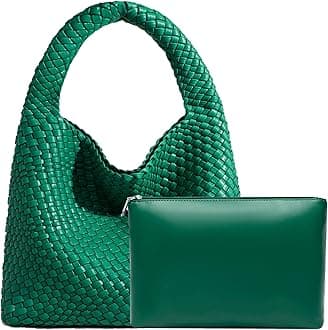 Women Vegan Leather Hand-Woven Tote Handbag Fashion Shoulder Top-handle Bag All-Match Underarm Bag with Purse