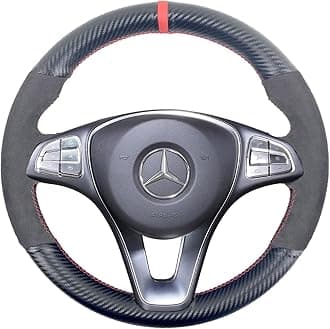 Hand-Stitched Steering Wheel Wrap for Mercedes Benz C W205/CLA C117/CLS C218/E W213/GLA X156/GLC X253 C253/GLE W166 /GLS X166/W447 2015-2019 Interior Steering Wheel Protection Skin Cover Accessories