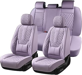 Coverado Seat Covers Full Set, Purple Car Seat Covers, Waterproof Car Seat Cover with Lumbar Support, Leather Car Seat Cushion Protector, Car Seat Covers Universal Fit Most Cars