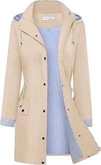 BBX Lephsnt Rain Coats for Women Waterproof Rain Jacket Lightweight Windbreaker Outdoor Hooded Trench Coat