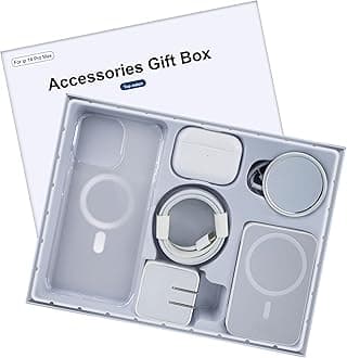 6 Pack Accessories Gift Box Kit Includes Bluetooth Headphones, PD Fast Charger with Cable, Crystal Clear Magnetic Case, Magnetic Charger & Wireless powerbank Compatible for iPhone 14 Pro Max 6.7"